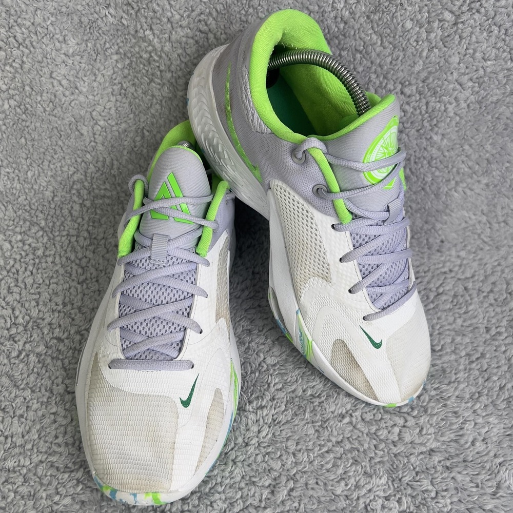 Nike Zoom Freak 4 Shoes Mens Size 9 White Green Basketball DJ6149-101 Sneakers